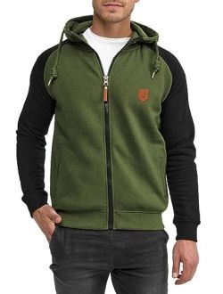 JMIERR Men's Casual Zip Up Hoodie Long Sleeve Color Block Sweatshirt with Pockets