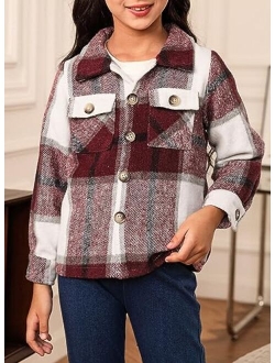 blibean Unisex Girl Boy Flannel Jacket Plaid Bomber Outfits Size 4-13 Years Old