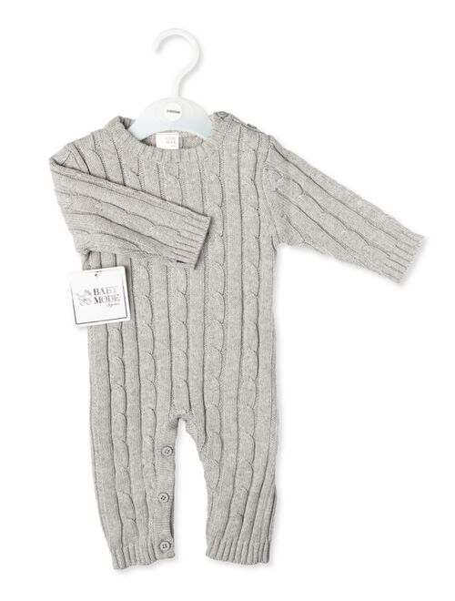 BABY MODE SIGNATURE Baby Boys or Baby Girls Long Sleeved Cable Knit Coverall