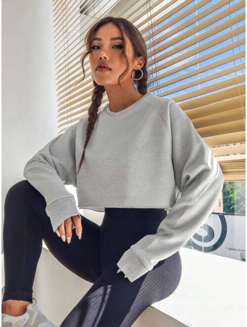 SHEIN Leisure Raglan Sleeve Crop Sports Sweatshirt