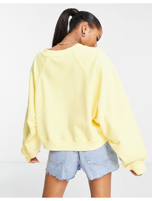 Topshop Petite v neck boxy sweatshirt in yellow
