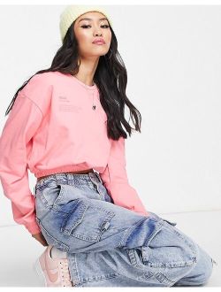 Only cropped elasticated sweatshirt in pink
