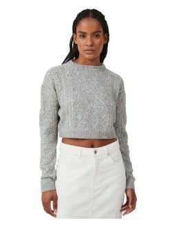 Women's Cable Ultra Crop Pullover Top