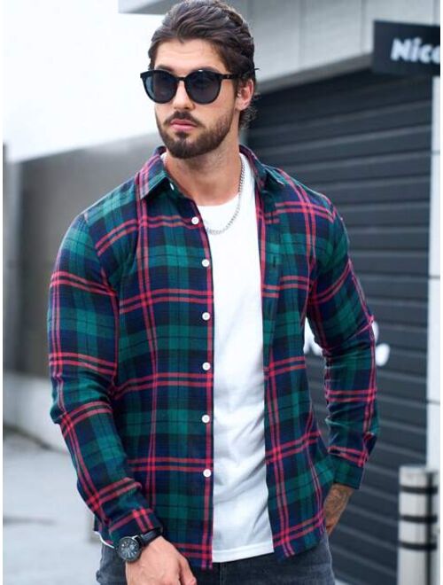 Shein Manfinity Homme Men Plaid Print Shirt