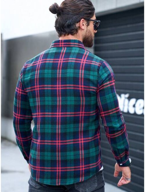 Shein Manfinity Homme Men Plaid Print Shirt