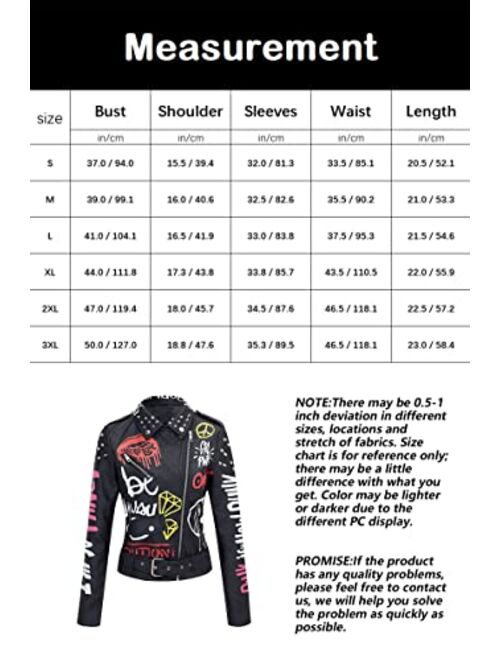 Bellivera Faux Leather Jacket for Women Studded Rivet Floral Moto Biker Short Lapel Coat