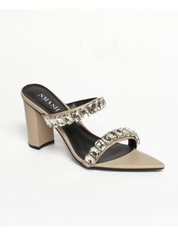 SMASH SHOES Women's Crystal Embellished Dress Sandals - Extended sizes 10-14