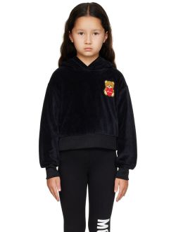 Kids Black Heart Teddy Hoodie