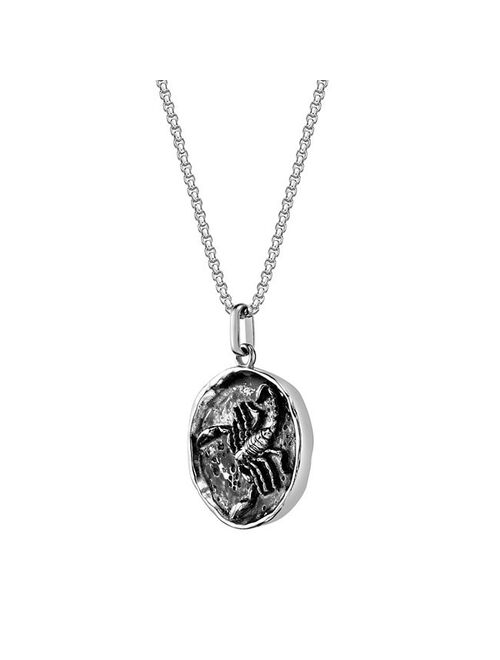 Men's LYNX Stainless Steel Scorpion Medallion Pendant Necklace