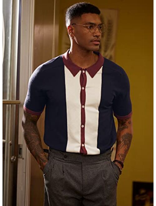 Mainfini Men's Vintage Knitted Button Down Shirt