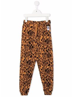 high-waisted leopard-print trackpants
