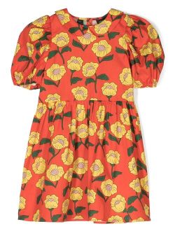 floral-print short-sleeved dress