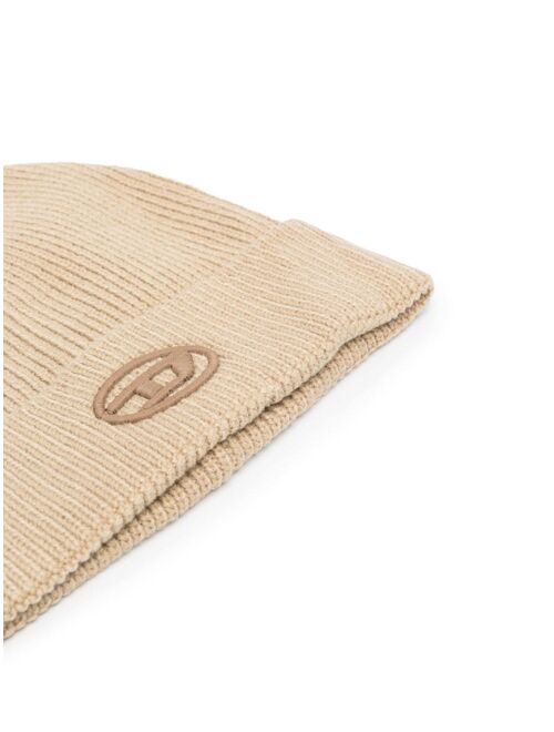 Diesel Kids logo-embroidered ribbed-knit beanie