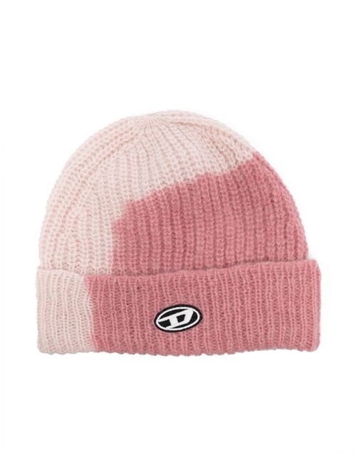 Diesel Kids logo-patch ribbed-knit beanie
