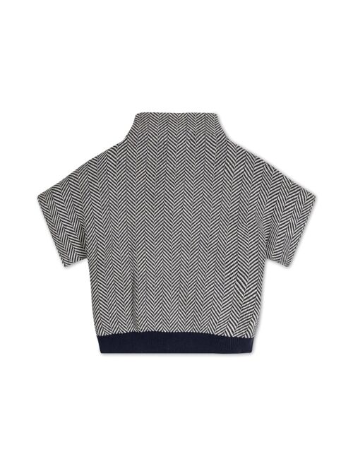 HOPE & HENRY Girls Mock Neck Short Sleeve Sweater