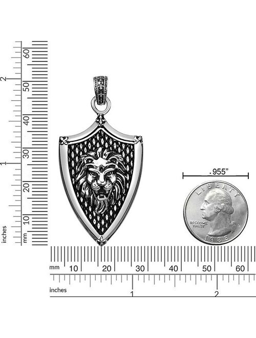Men's LYNX Stainless Steel Lion Shield Pendant Necklace