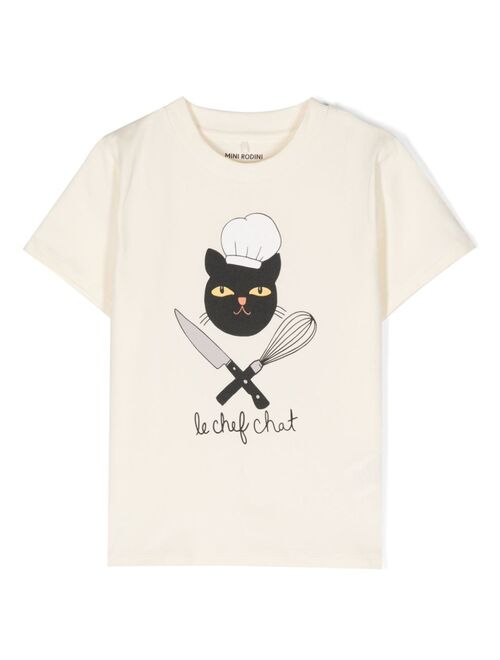 Mini Rodini Chef Cat cotton T-shirt