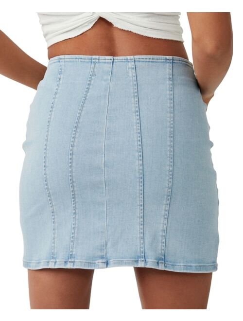 FREE PEOPLE Women's Layla Denim Zip-Front Mini Skirt