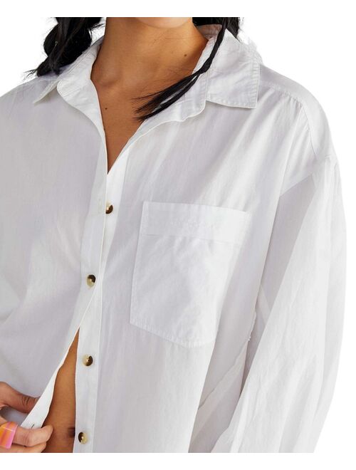 FREE PEOPLE Women's Happy Hour Drop-Shoulder Button-Front Shirt