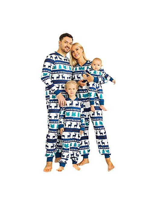 PopReal Christmas Pajamas for Family Onesies Plus Size and Dog, Matching PJs Hoodie Sleeper Snowflake Plush Cozy Warm