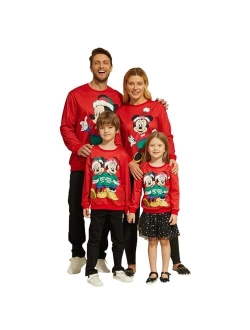Family Matching Christmas Sweatshirts Boys Girls Funny Holiday Minnie Mickey Christmas Snow Sweatshirts