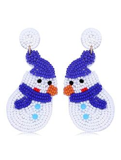Bvga Christmas Earrings for Women Beaded Holiday Reindeer Snowman Sweater Earrings Handmade Red Truck Christmas Tree Drop Dangle Earrings Statement Earring Festive Jewelr