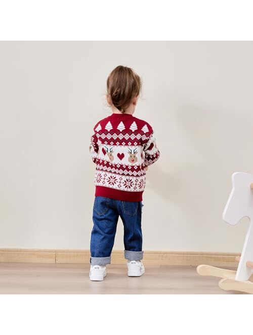 SANMIO Toddler Baby Boys Girls Deer Christmas Cardigan Sweater Button-up Cotton Coat