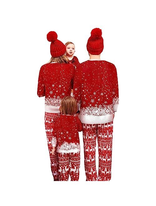 Loozykit Family Christmas Pjs Matching Sets Christmas Pajamas for Family Elk Printed Reindeer PJs Xmas Sleepwear Jammies