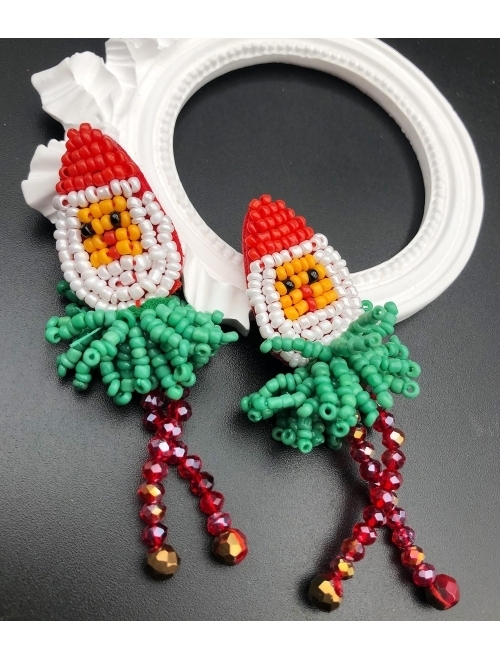 BOMAIL Christmas Snowman Earrings for Women Handmade Beaded Santa Claus Dangle Earrings Festive Holiday Xmas Earrings Jewelry Gifts