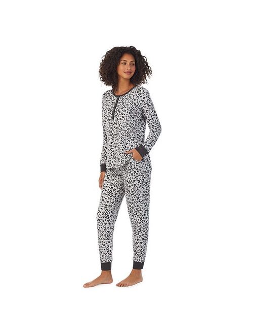 Women's Cuddl Duds Henley Pajama Top and Banded Bottom Pajama Pants Sleep Set