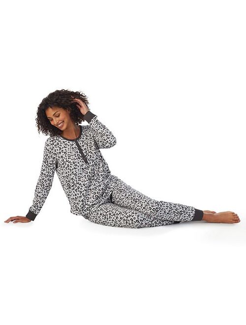 Women's Cuddl Duds Henley Pajama Top and Banded Bottom Pajama Pants Sleep Set