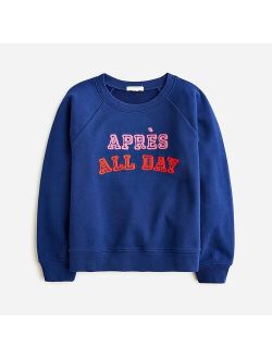 Girls' "apres all day" sweatshirt