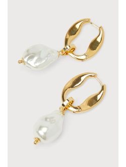 X Casa Clara Ariella 14KT Gold Pearl Statement Hoop Earrings