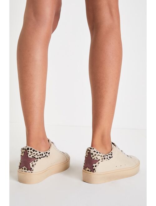 Shu Shop Sienna Gold Cheetah Flatform Lace-Up Sneakers
