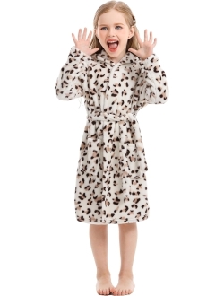 XINNE Toddler Robes Cute Pattern Bathrobe Unisex Kids Robe Baby Flannel Hoodie Pajamas Sleepwear