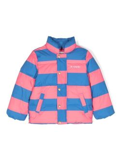 striped logo-embroidered padded jacket