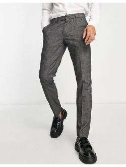 skinny smart pants in gray plaid
