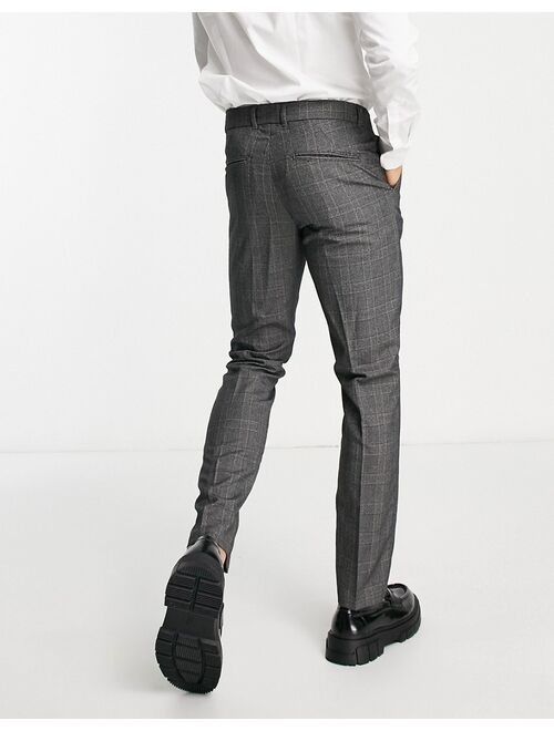 New Look skinny smart pants in gray plaid