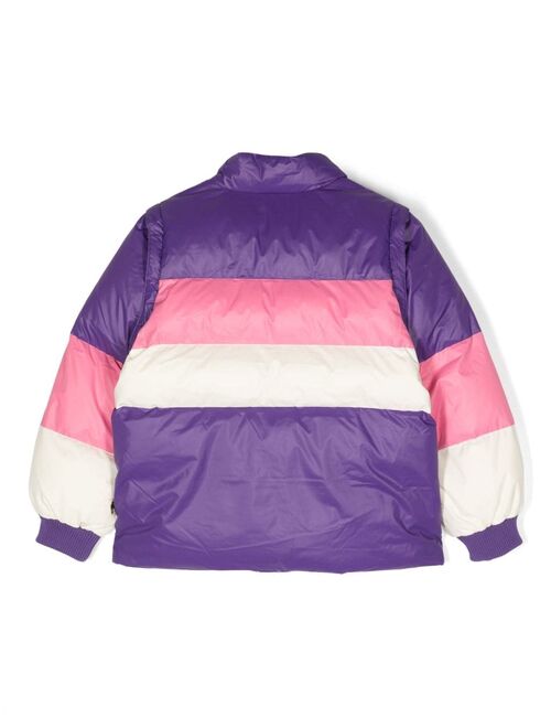 Mini Rodini striped logo patch puffer jacket