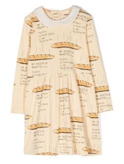 baguette-print organic-cotton dress