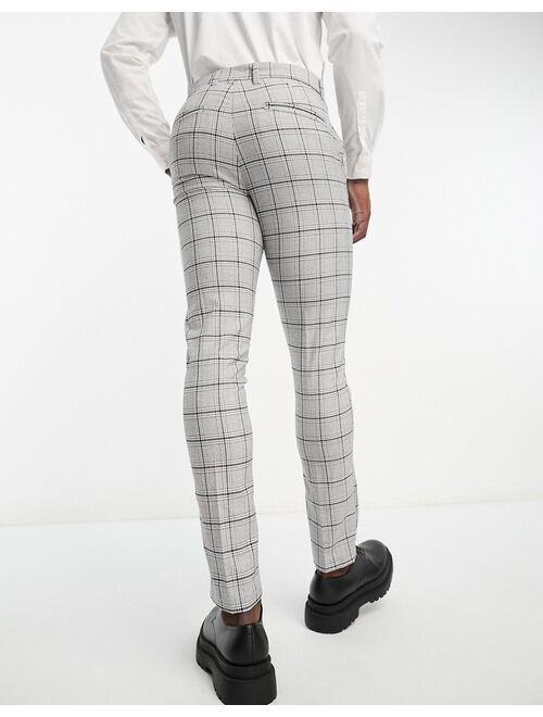 New Look skinny plaid pants in gray