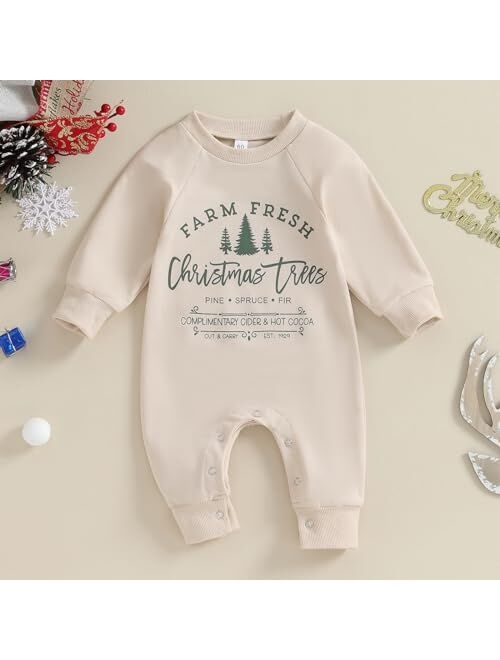Laiyqifaudy Newborn Baby Girl Boy Christmas Outfit Stink Stank Stunk Print Jumpsuit One-piece Outfits Winter Xmas Clothes