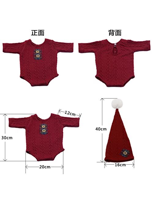 Vomdrok Newborn Photography Props Outfits Christmas Hat Leggings Infant Baby Boy Girl Photoshoot Costume