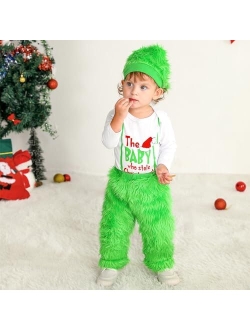 Bobora Baby Christmas Outfit Newborn Baby Girl Boy First Christmas Bowtie Strap Romper and Pants Outfits