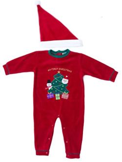 Just Love Christmas Coverall for Baby & Infant with Matching Santa Hat