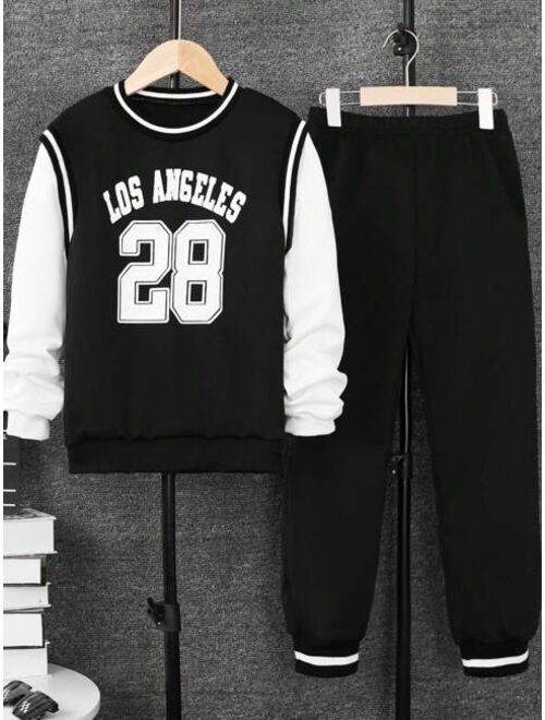 Shein Tween Boy Letter Graphic 2 In 1 Pullover & Sweatpants