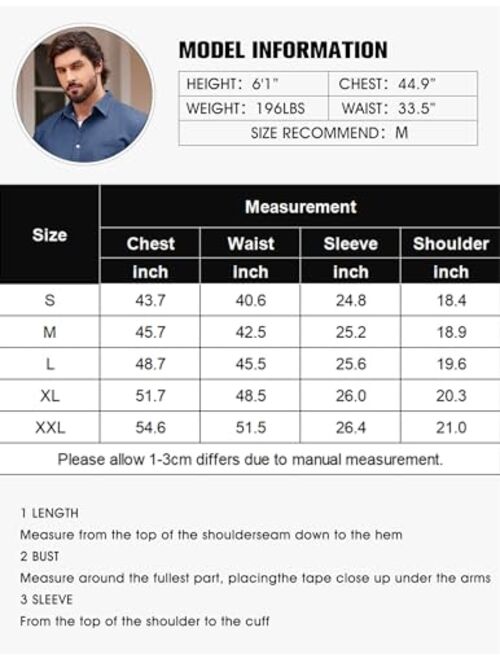 COOFANDY Men's Denim Shirt Long Sleeve Casual Button Down Shirts Western Work Shirt