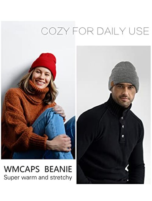 Wmcaps Winter Beanie Hat Acrylic Knit Hats for Men Women Soft Warm Unisex Cuffed Beanie