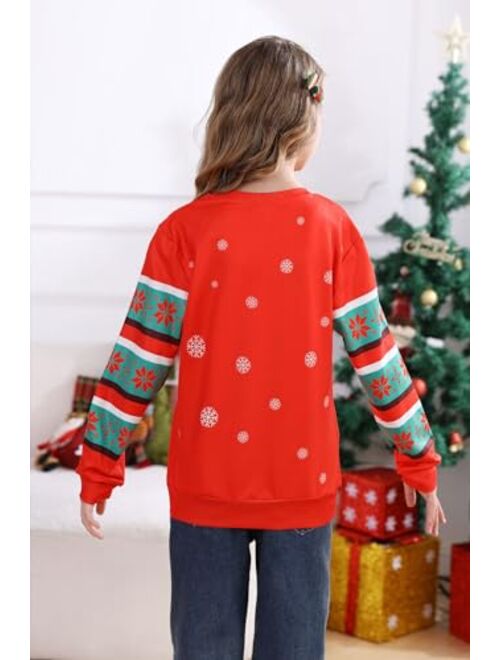UNICOMIDEA Boys Girls Ugly Christmas Sweater Kids 3D Printed Xmas Fleece Pullover Jumpers Crewneck Tee Shirts 6-16T