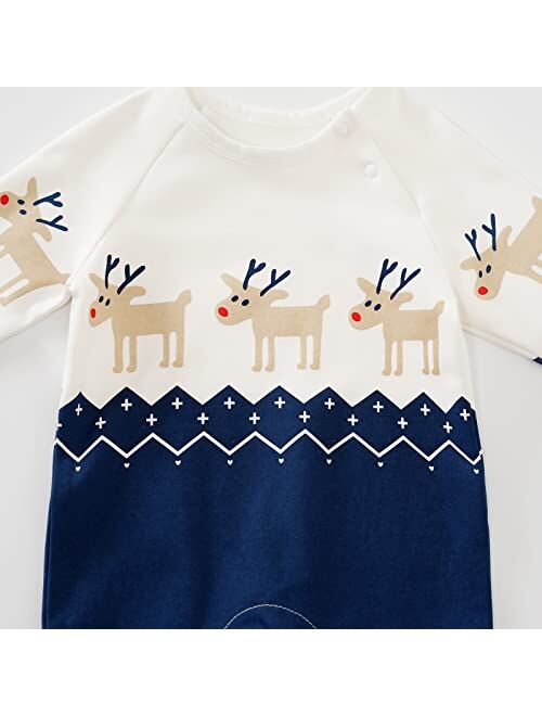 RELABTABY My First Christmas Baby Boy Girl Outfit Newborn Romper Infant Long Sleeve Xmas Santa Onesie Elf Reindeer Clothes